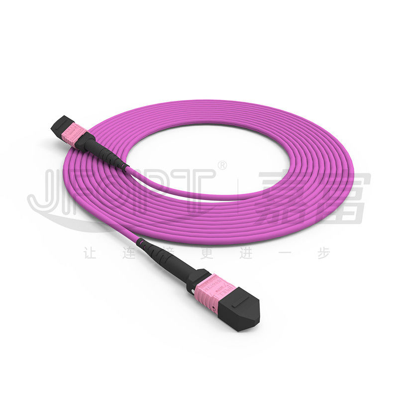 прыгун ядров мультимодный OM4 50/125 LSZH 3.0-4.0mm Heather гибкого провода 24 100G MTP фиолетовый