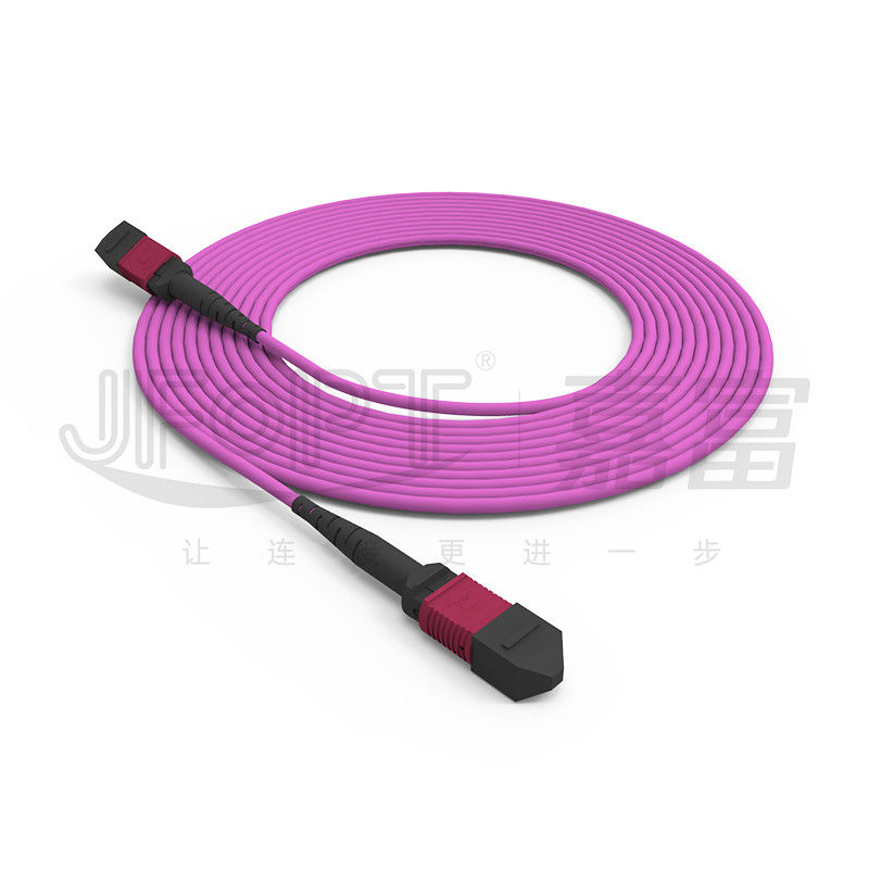 Хобот трубки MPO-MPO одиночный привязывает 12 кабель волокна ядров 2.0mm OM3 OM4 фиолетовый