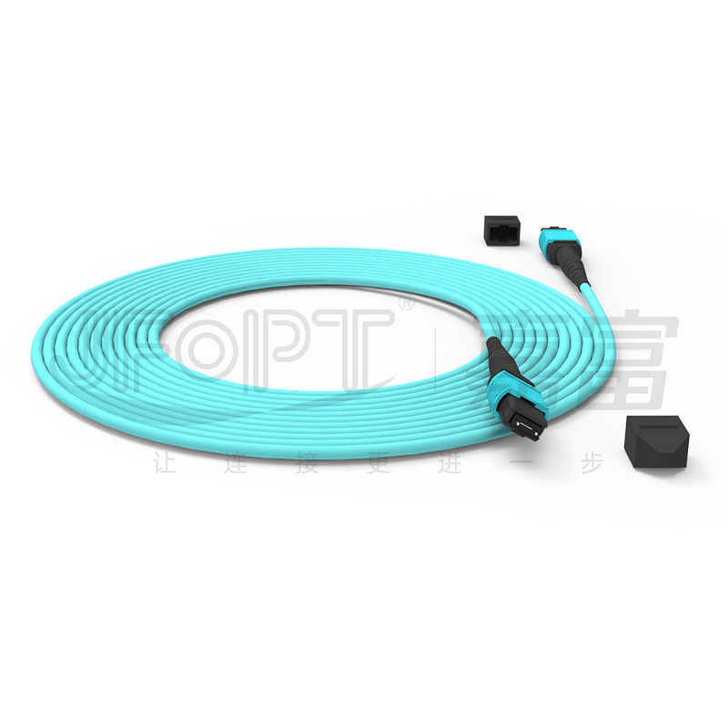 12 Ядер Скорость MPO Patch Cord Аква цвет для подключения к центру обработки данных 10G Мультимодный OM3 Волоконно-оптический патч-корд